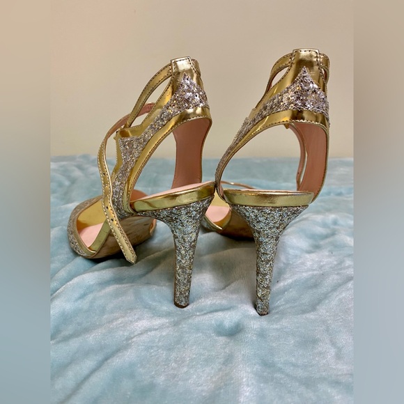 Kate Spade Women’s Oak Heeled Sandal Gold Silver Glitter Size 8.5 - Picture 5 of 9
